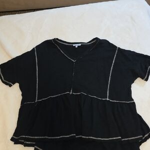 White Birch Black V-Neck Blouse